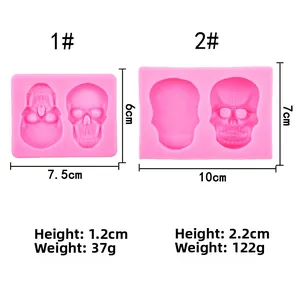 Detailed size and weight specifications for Halloween skull silicone molds