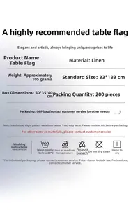 Detailed size, material specifications and washing care instructions for table runner