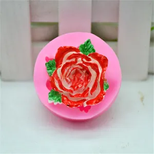 Detailopname van rozenbloem siliconen fondantvorm voor taartdecor
