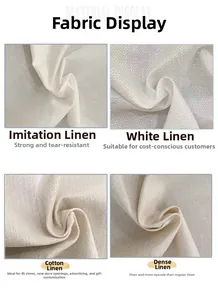 Detail view showing four different linen fabric textures for table runners and cloths.