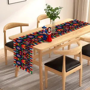 Day of the Dead floral skull pattern table runner for festive Halloween dining room decor