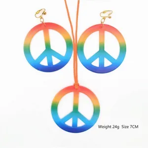 Set gioielli arcobaleno segno della pace con collana hippie e orecchini per Halloween
