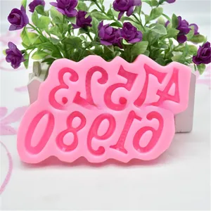 Roze siliconen vorm cijfers en letters voor DIY chocolade en taartdecoratie bakgereedschap