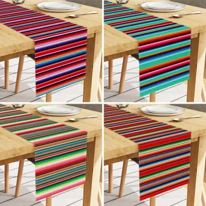 Runner da Tavolo in Lino Stile Messicano a Righe Serape Multicolore Tovaglia per Tavolo da Pranzo Matrimonio Festa Decorazioni Casa