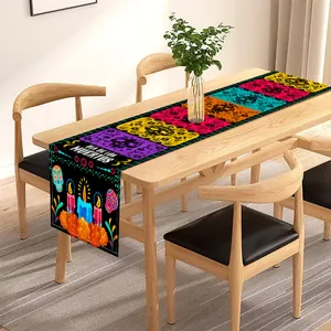 Mexikanische Day of the Dead Tischläufer mit Totenkopf-Design für die Tischdeko