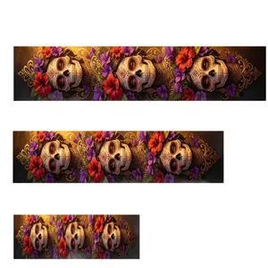 Mexikanischer Totenkopf Tischläufer mit lebendigen Zuckerschädel- und Blumenmustern