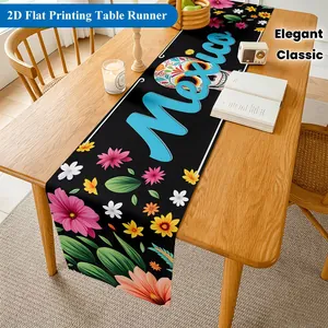 Elegante runner da tavola teschio messicano con stampa floreale e cactus per decorazioni