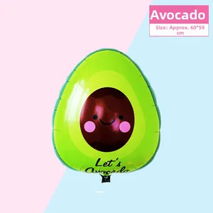 Cute smiling avocado shaped foil balloon for fiesta theme party decorations, 60x59cm