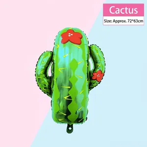 Cactus shaped foil balloon for fiesta party decorations, measuring 72x63 cm in size