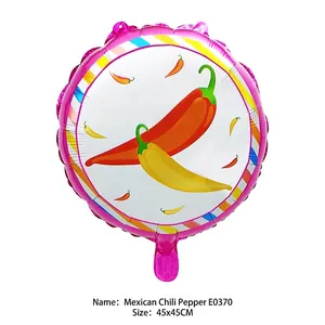 Detail of an 18-inch round Mexican chili pepper foil balloon for fiesta parties.