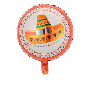 Detail view of 18-inch Mexican sombrero foil balloon for fiesta party