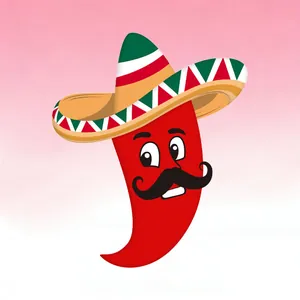 Detailed view of red chili pepper balloon with sombrero for Mexican Fiesta party decoration