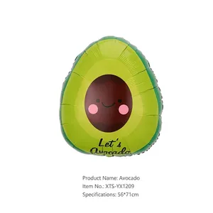 Detailed view of 56x71cm cute cartoon avocado foil balloon with smiling face