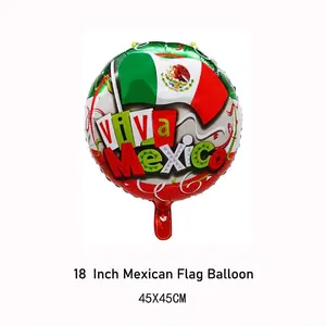 18-inch Mexican flag foil balloon for festive party decoration, measures 45x45cm