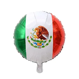 Round 18-inch aluminum foil balloon printed with the vibrant Mexican national flag design