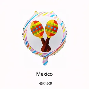 18-inch round Mexican fiesta party balloon with colorful maracas for decorations