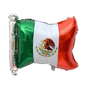 Close-up detail of a Mexican flag shaped aluminum foil balloon for Independence Day