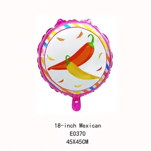 Detail view of 18 inch Mexican chili pepper foil balloon for party decoration