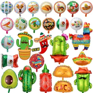 Mexican Fiesta Foil Balloon Cactus Taco Avocado Sombrero Chili Pinata Party Decoration For Mexico Independence Day Fiesta
