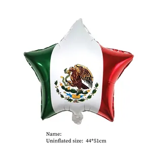 Mexican flag star shaped foil balloon for national day fiesta party decorations 44x51cm