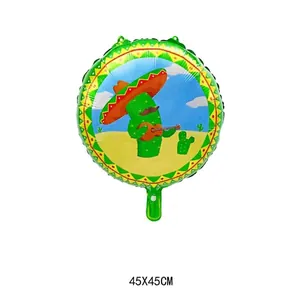 18-inch Mexican Fiesta cactus foil balloon for carnival party decoration 45x45cm
