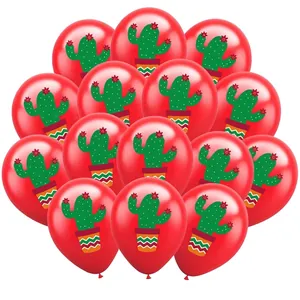 Rode latex ballonnen van 12 inch met cactusprint voor decoratie van Cinco de Mayo