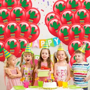 Feestelijke rode 12-inch latex ballonnen met cactusprint voor Mexicaanse feestdecoraties