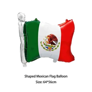 Professional detail view of Mexican flag shaped aluminum foil balloon for decor