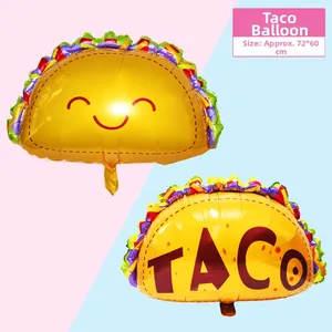 Large Mexican taco foil balloon for Fiesta carnival party decoration, 72x60cm size.