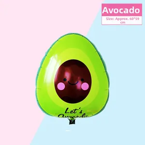Close-up of a cute green avocado shaped foil balloon for festive fiesta party decorations