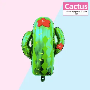 Cactus shaped aluminum foil balloon for fiesta party decor, approximately 72x63cm size