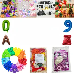 Assorted colorful latex and foil balloons set for festive party decorations and events