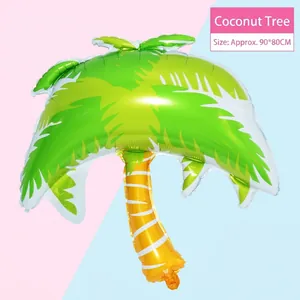 Large green coconut tree shaped aluminum foil balloon for tropical party decor 90x80cm