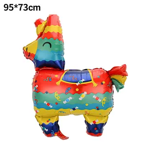 Giant 95x73cm colorful llama shaped aluminum foil balloon for festive Mexican party decor