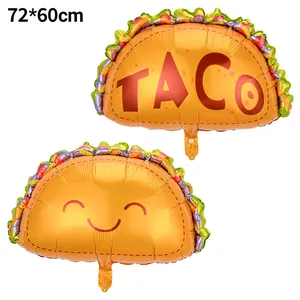 Taco shaped foil balloon for fiesta party decoration, 72x60cm size detail view