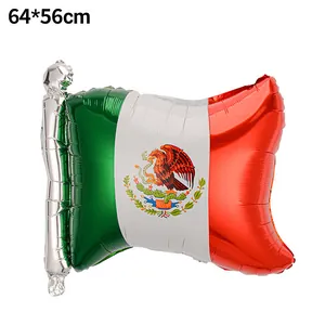 Mexican flag shaped aluminum foil balloon for party decor, size 64x56cm