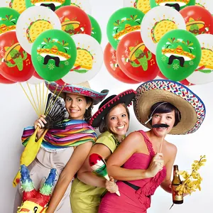 Colorful 12-inch Mexican carnival themed latex balloons for festive party decoration