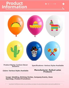 12-inch Mexican festive party balloons with assorted Day of the Dead cartoon prints