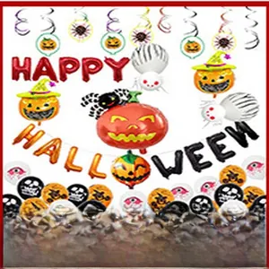 Halloween decoration set with pumpkin and ghost aluminum foil balloons