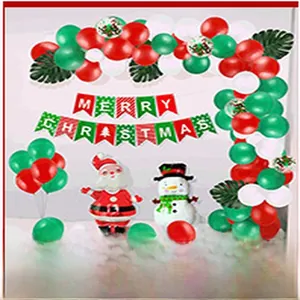 Christmas balloon arch kit with Merry Christmas banner and Santa snowman balloons