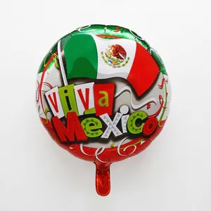 18-inch round Mexican flag foil balloon with 'viva MEXICO' text for fiesta parties