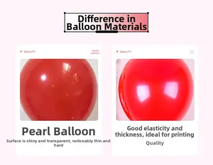 Comparison of matte and pearlescent red balloons showing texture and quality details