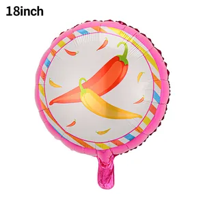 18-inch round foil balloon featuring red and yellow chili peppers for Fiesta party
