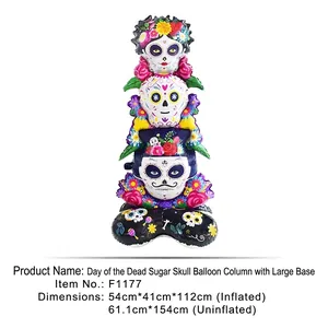 Large Day of the Dead inflatable skull balloon stack for party decoration