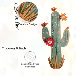 Détail de la décoration murale cactus en bois de 0,1 pouce avec ruban adhésif