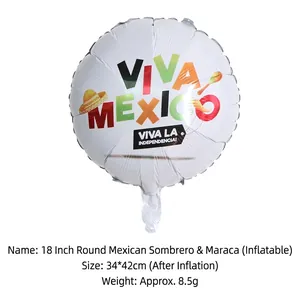 Detail of 18-inch Mexico Independence Day foil balloon with Viva Mexico text