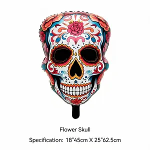 Tag der Toten Zucker-Totenkopf Folienballon für Partydekoration, 18x25 Zoll Größe