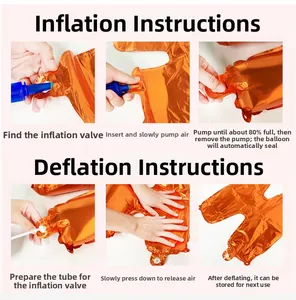 Detailed instructions for inflating and deflating reusable foil party balloons.
