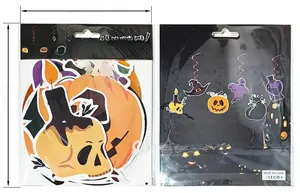 Halloween spiral hanging swirls with skull and pumpkin patterns in 16x21cm packaging