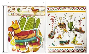 Mexican Fiesta party hanging swirls decoration set with piñata and cactus motifs 12pcs
